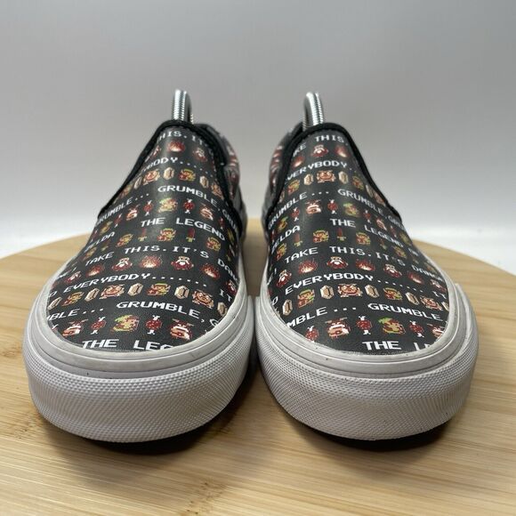 Vans X Nintendo Legend Of Zelda Logo Print Womens Size 6 Black Classic Slip Ons - Picture 5 of 15